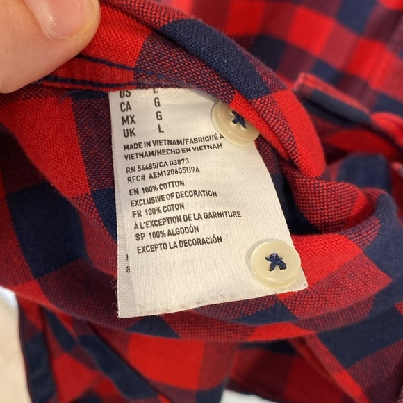 AMERICAN EAGLE red and blue plaid button down - Picture 8 of 10